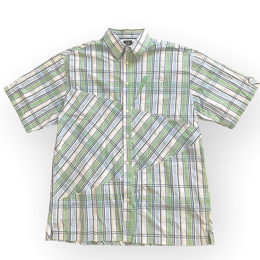 Phat Farm 2000’s Y2K button down short sleeve shirt size XL green blue